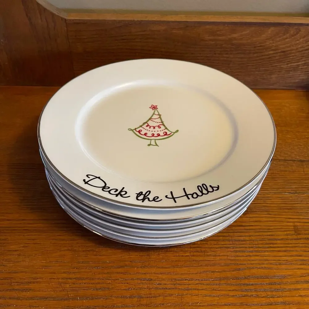 St Nicholas Square 'Tis the Season Set of 6 Christmas / Holdiay Salad Plates